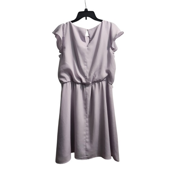 Gianni Bini Lavender Dress Ruffle Sleeve Elastic‎ Waist Casual Size L - Picture 2 of 6